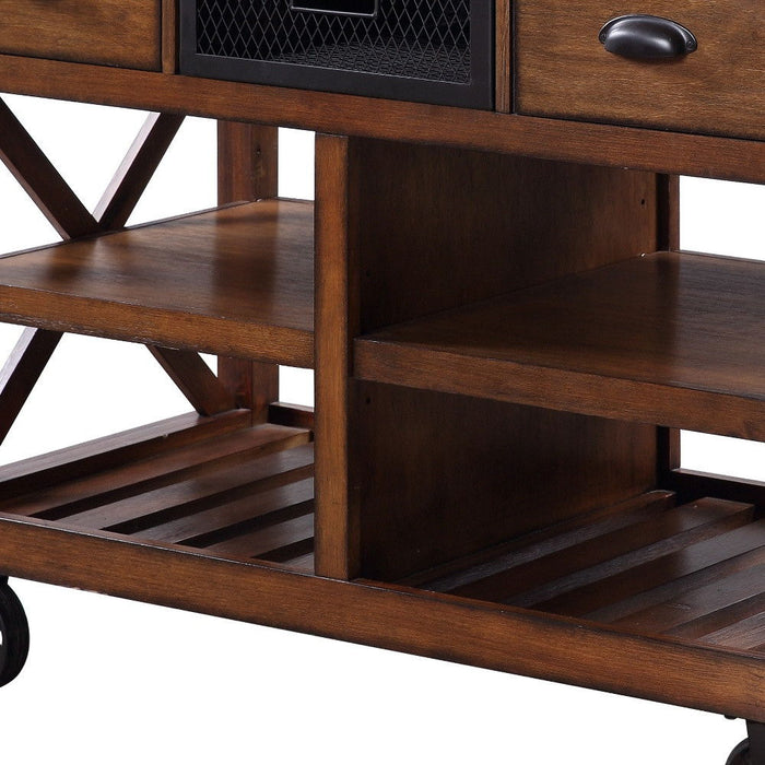 48" Rolling Kitchen Cart With Storage - Dark Brown