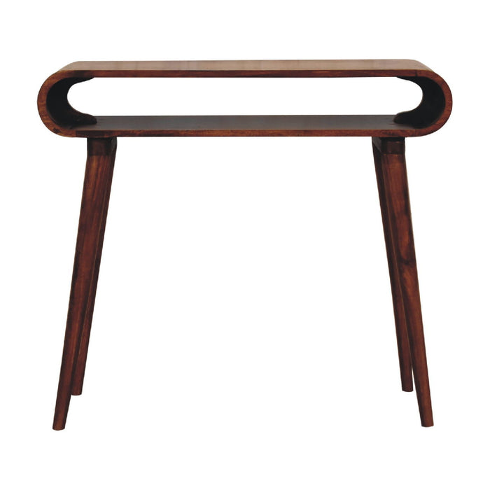 Solid Wood Solid Console Table With Shelf With Two Drawers (719155) - Brown