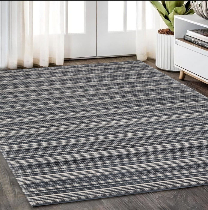 5' X 8' Striped Hand Tufted Area Rug - Black And Ivory