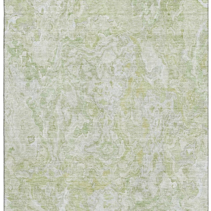 10' X 14' Abstract Washable Area Rug With UV Protection - Green And Ivory
