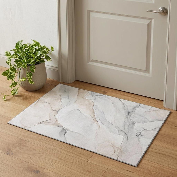 3' X 5' Abstract Washable Area Rug With UV Protection (647153) - Ivory / Beige