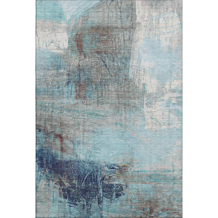 10' X 14' Abstract Washable Area Rug With UV Protection (718424) - Teal / Ivory