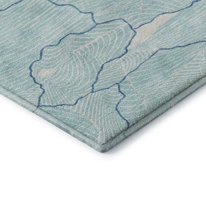 10' X 14' Abstract Washable Area Rug With UV Protection (682175) - Aqua / Teal / Ivory