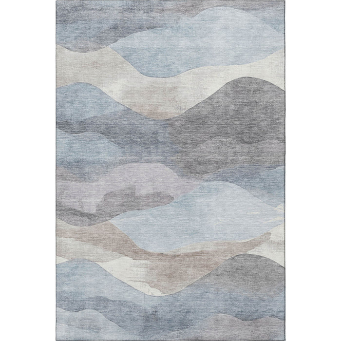 10' X 14' Abstract Washable Area Rug With UV Protection (709630) - Sky Blue / Beige / Ivory