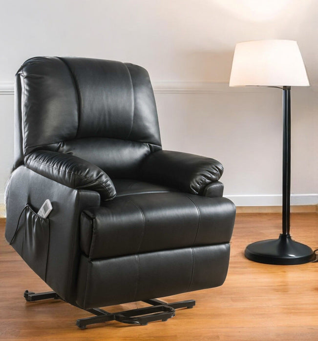 Faux Leather Power Massage Lift AssiStand Recliner - Black