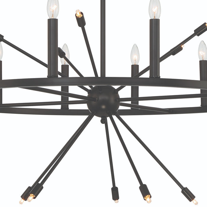 Candle Style Multi Light Metal Dimmable Chandelier - Black