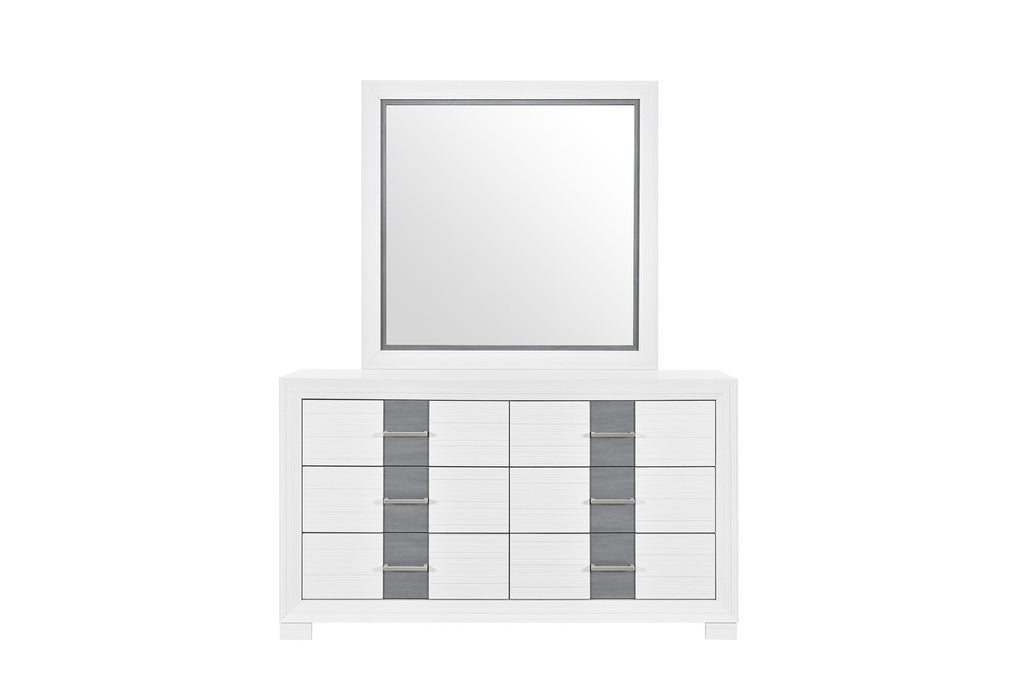 Optimus - 4 Piece Bedroom Set (Full Bed, Dresser, Mirror, Nightstand) - White