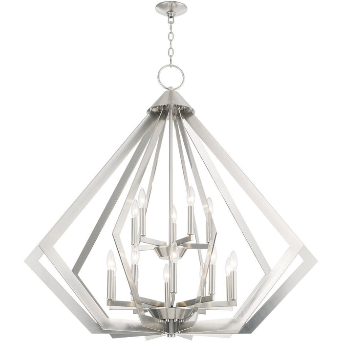 41" Multi Light Dimmable Chandelier With Shades - Nickel