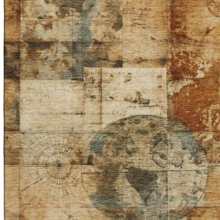 10' X 14' Geometric Washable Area Rug With UV Protection (707653) - Beige / Gray / Rust