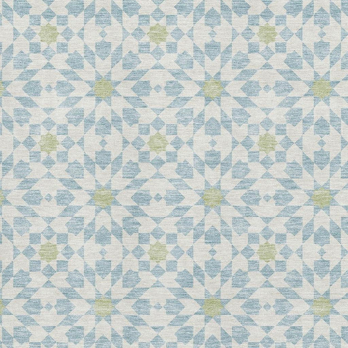 9' X 12' Transitional Geometric Washable Area Rug With UV Protection - Sky Blue