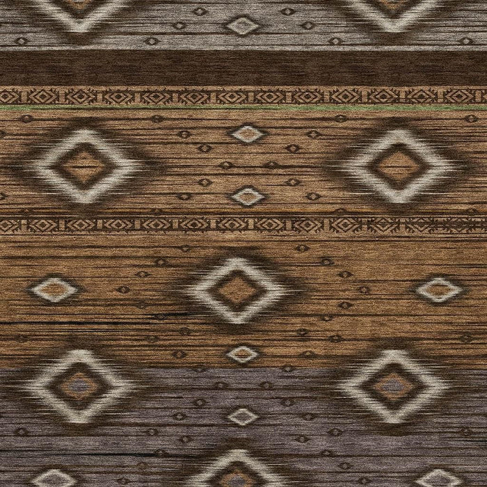 10' X 14' Tribal Washable Area Rug With UV Protection (708916) - Chocolate / Gray