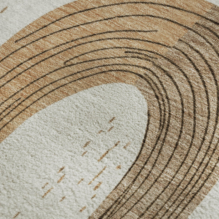 10' X 14' Geometric Washable Area Rug With UV Protection (697536) - Ivory / Khaki / Beige