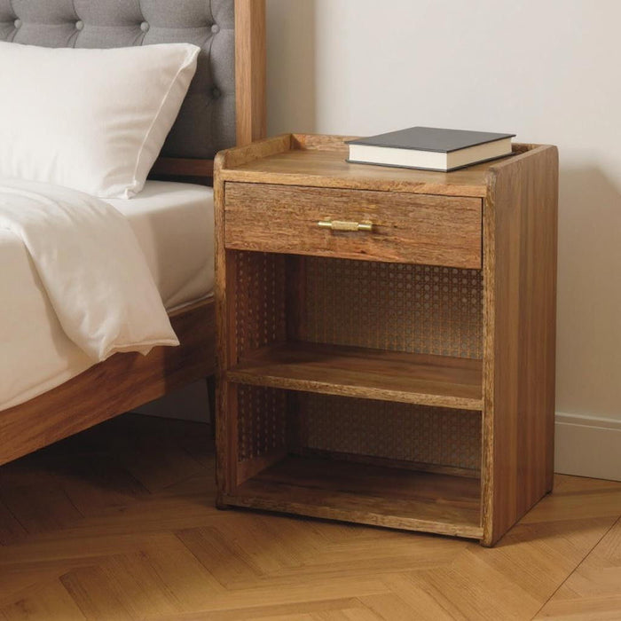 23" Solid Wood One Drawer Nightstand - Oak