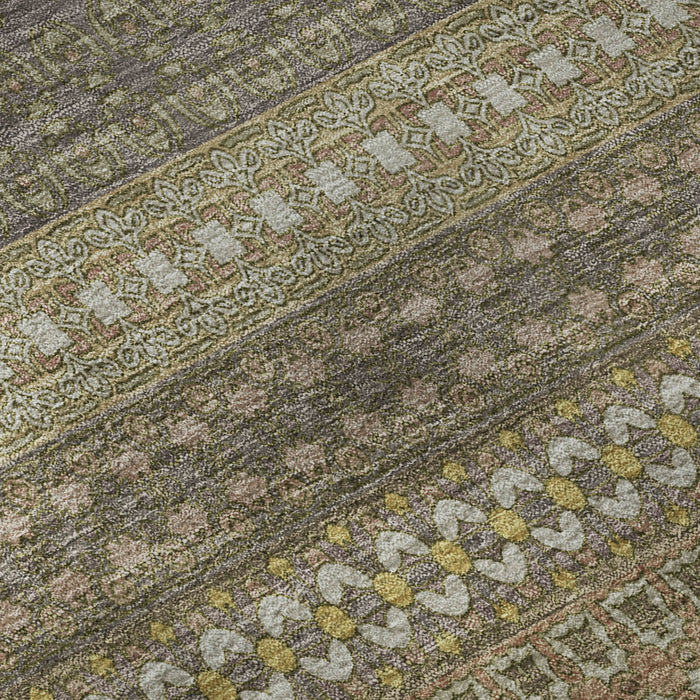 8' X 10' Striped Washable Area Rug With UV Protection (647516) - Khaki / Ivory
