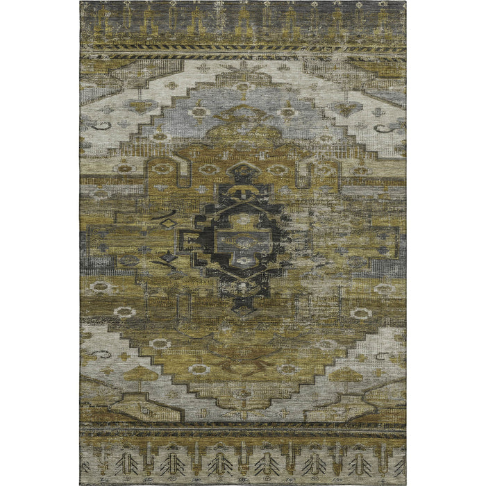 10' X 14' Oriental Washable Area Rug With UV Protection (701027) - Brown / Ivory / Gray