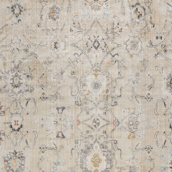 8' X 10' Floral Distressed Area Rug (552950) - Cream / Black / Yellow
