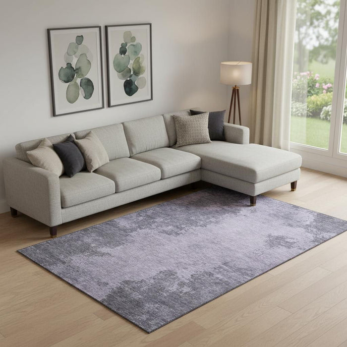 10' X 14' Abstract Washable Area Rug With UV Protection (707581) - Purple / Gray