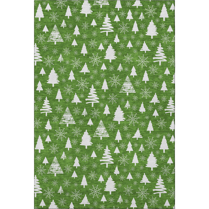 10' X 14' Abstract Geometric Washable Area Rug With UV Protection (701828) - Emerald / Ivory