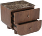 Mango wood accent nightstand from Meridian Furniture, featuring a sleek design with a single drawer and open shelf.