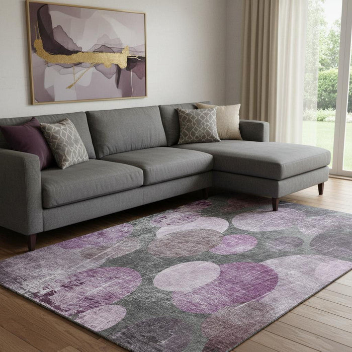 10' X 14' Abstract Washable Area Rug With UV Protection (648904) - Cabernet / Ivory