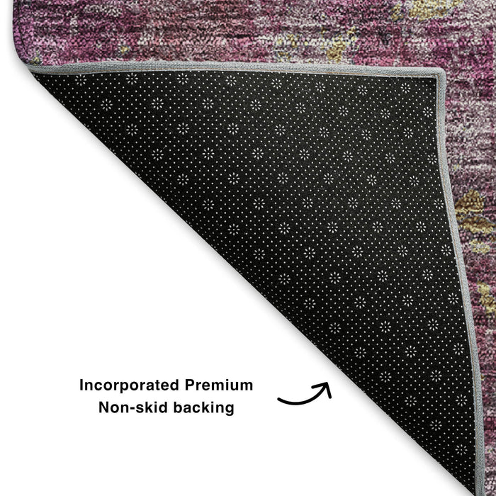 10' X 14' Abstract Washable Area Rug With UV Protection (651010) - Blush / Gray / Ivory