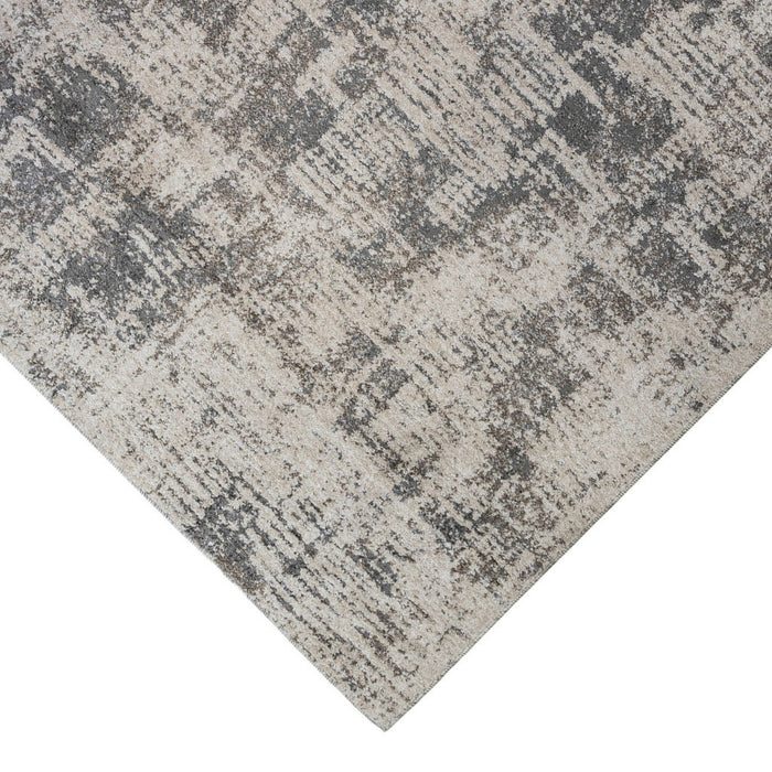9' x 12' Abstract Power Loom Area Rug - Gray And Beige