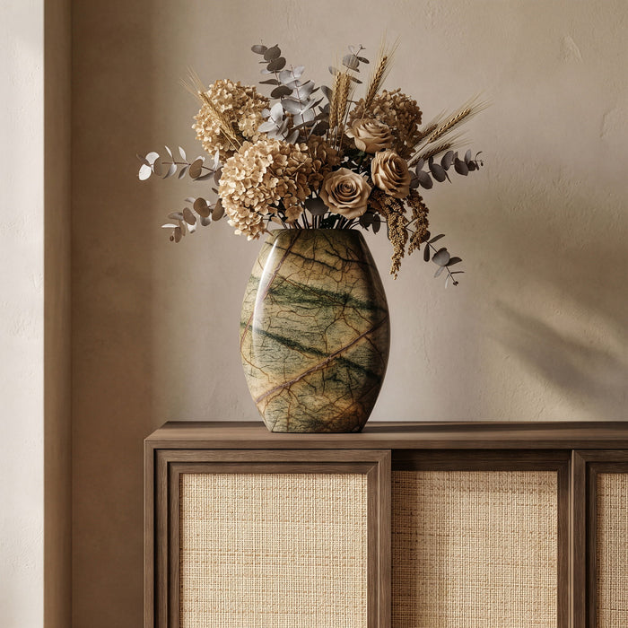 Marble vase from Meridian Furniture's Sadie collection featuring a smooth, polished genuine marble surface with a classic shape.