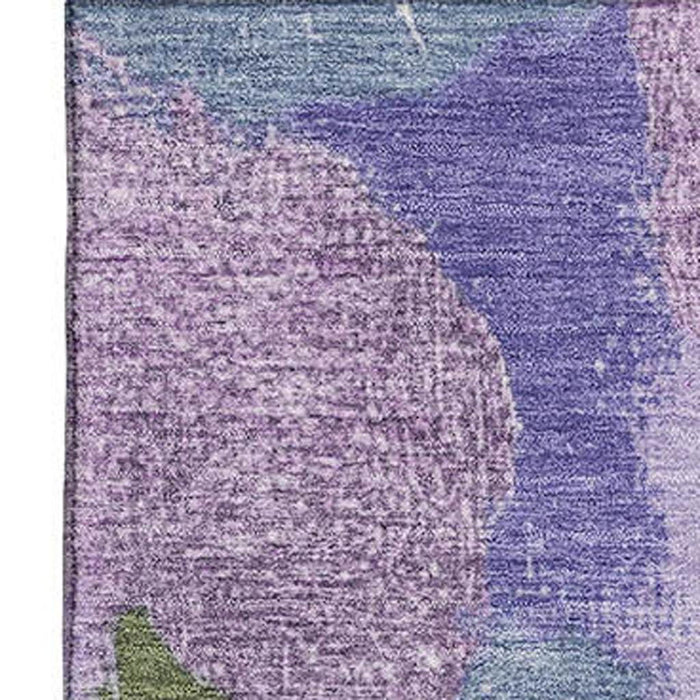 10' X 14' Abstract Washable Area Rug With UV Protection (709588) - Lavender / Olive Green / Ivory