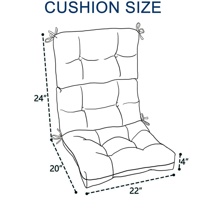 Giga 2-piece high back patio chair cushion set with tufted seat and back cushions for Adirondack and rocking chairs, in vibrant fabric