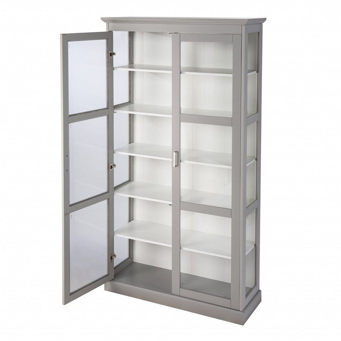 Cornice Molding Double Door Curio Cabinet - Off White