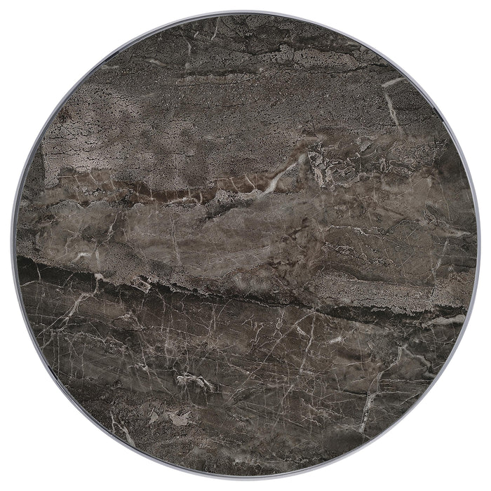 Cazen Round Faux Marble Top Pedestal Side Table Grey