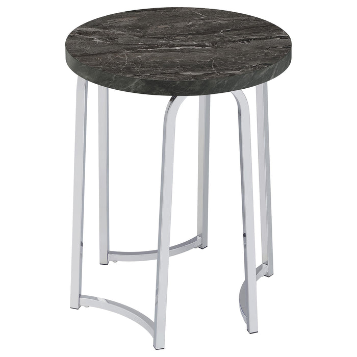 Barcelo Round Faux Marble Top Metal Side Table Grey