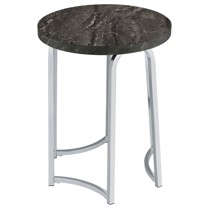 Barcelo Round Faux Marble Top Metal Side Table Grey