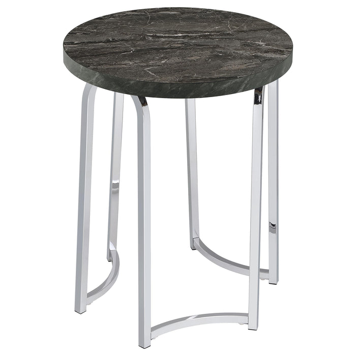 Barcelo Round Faux Marble Top Metal Side Table Grey