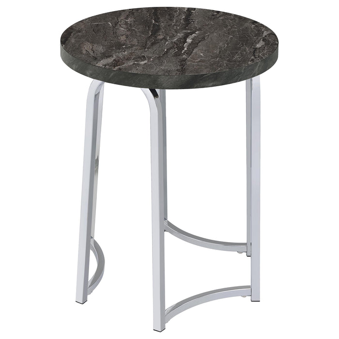 Barcelo Round Faux Marble Top Metal Side Table Grey