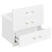 White Danbury 3-drawer makeup vanity with matching stool, high gloss finish, modern furniture by CoasterEveryday.