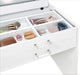 White high gloss Danbury 3-drawer makeup vanity with matching stool, modern furniture set by CoasterEveryday