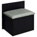 Black high gloss Danbury makeup vanity with three drawers and matching stool, CoasterEveryday furniture set.
