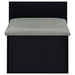 Black high gloss Danbury 3-drawer makeup vanity with matching stool, featuring modern furniture design and ample storage.