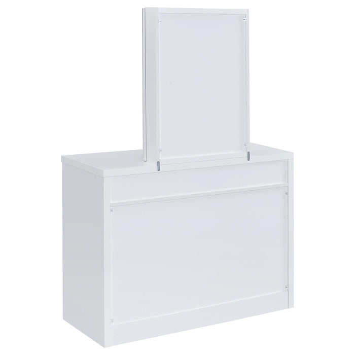 Bunbury Makeup Vanity Table Set Storage Mirror and Stool White