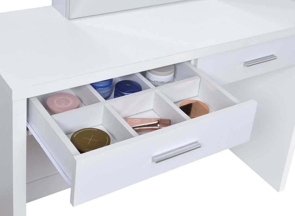 Bunbury Makeup Vanity Table Set Storage Mirror and Stool White