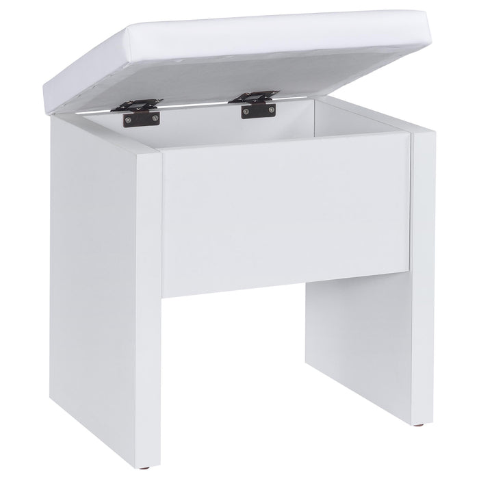 Bunbury Makeup Vanity Table Set Storage Mirror and Stool White