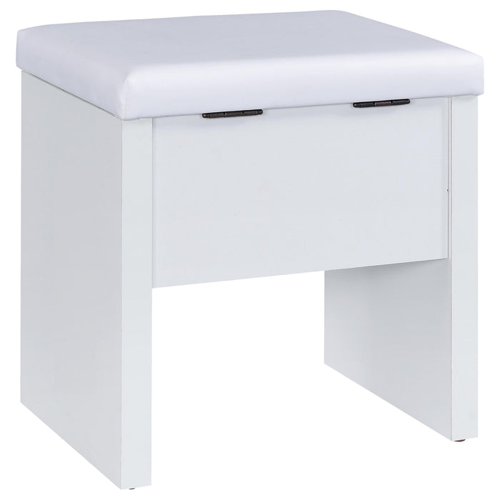 Bunbury Makeup Vanity Table Set Storage Mirror and Stool White