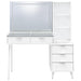 White high gloss Souza makeup vanity table with five drawers and LED mirror, stylish furniture from CoasterEveryday.