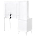 White high gloss Souza 5-drawer makeup vanity table with LED mirror, featuring modern furniture design and ample storage.