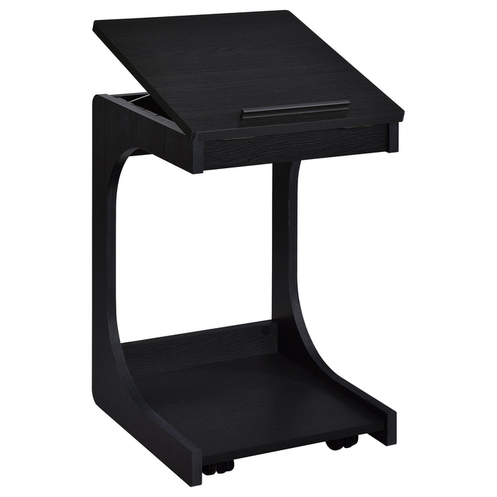 Ralston C-Shaped Lift-Top Sofa Side Table With Casters Black
