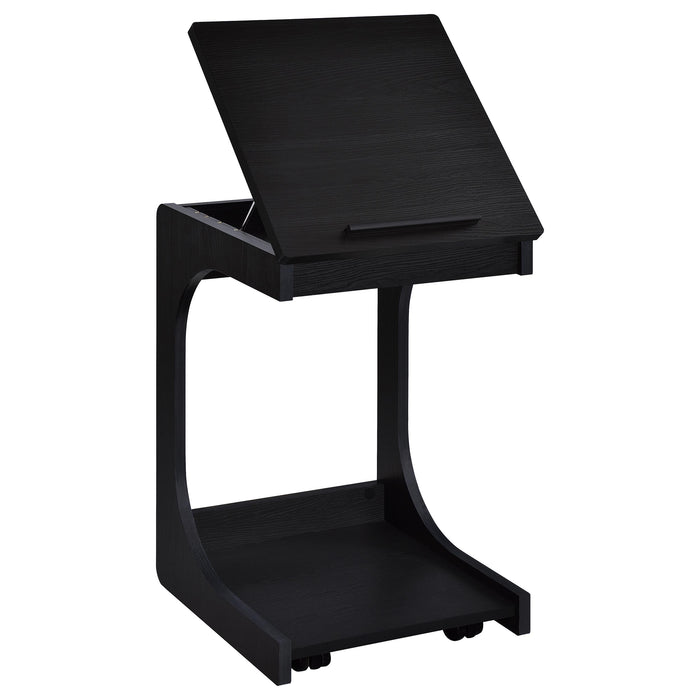 Ralston C-Shaped Lift-Top Sofa Side Table With Casters Black
