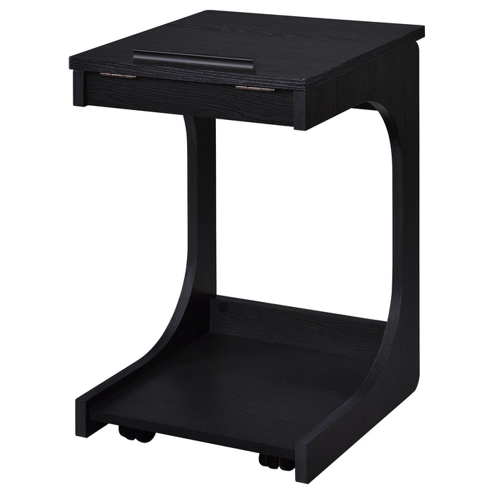 Ralston C-Shaped Lift-Top Sofa Side Table With Casters Black