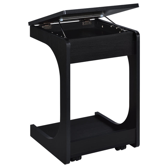 Ralston C-Shaped Lift-Top Sofa Side Table With Casters Black