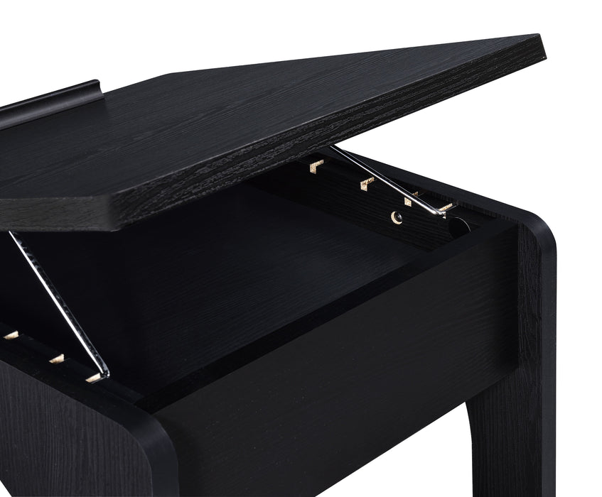 Ralston C-Shaped Lift-Top Sofa Side Table With Casters Black